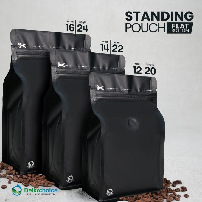 Jual Kemasan Kopi Standing Pouch Flat Bottom Valve Cm X Cm