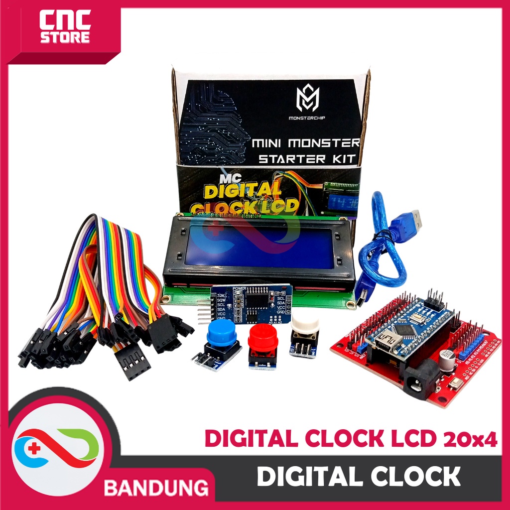 KIT DIGITAL CLOCK LCD I2C JAM DIGITAL ARDUINO PAKET LENGKAP