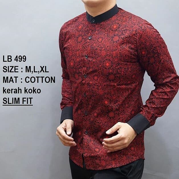 LB499 KEMEJA BATIK PRIA SLIM FIT MEWAH UNIK BAJU BATIK PRIA BEST SELLER EDISI IMLEK