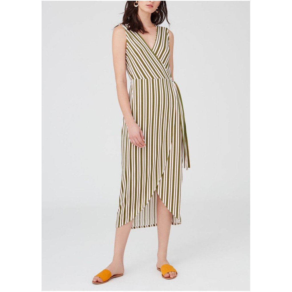 Dress OVS Wraparound Striped Dress with V-Neck - Pakaian Wanita - 530103 - Agogeo