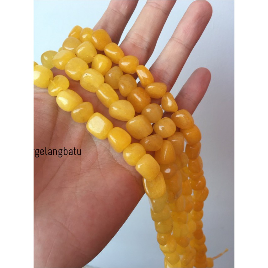 manik Batu alam yellow agate kuning Beads 12 x 10mm alat aksesori supplier gelang kalung online shop