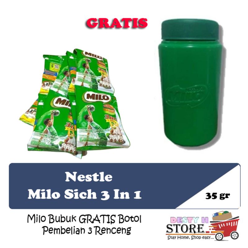 

Milo Bubuk 3in1 35gr / 3 Renceng GRATIS Botol