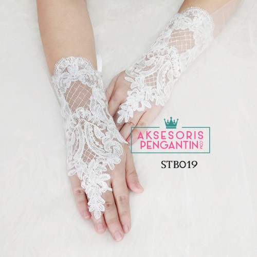 [PALING LARIS] WEDDING GLOVES LACE SARUNG TANGAN PUTIH AKSESORIS PENGANTIN STB019