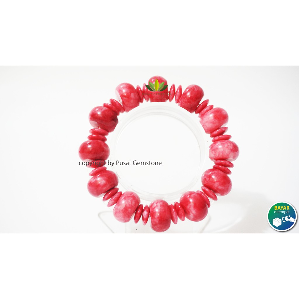 Gelang Batu Giok Pink Natural