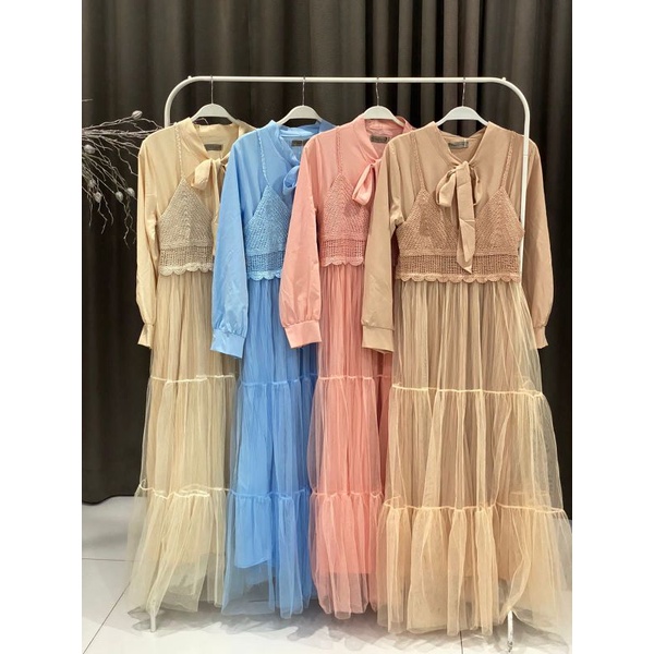 dress rompi tile vivorie premium/gamis rompi tile vivorie