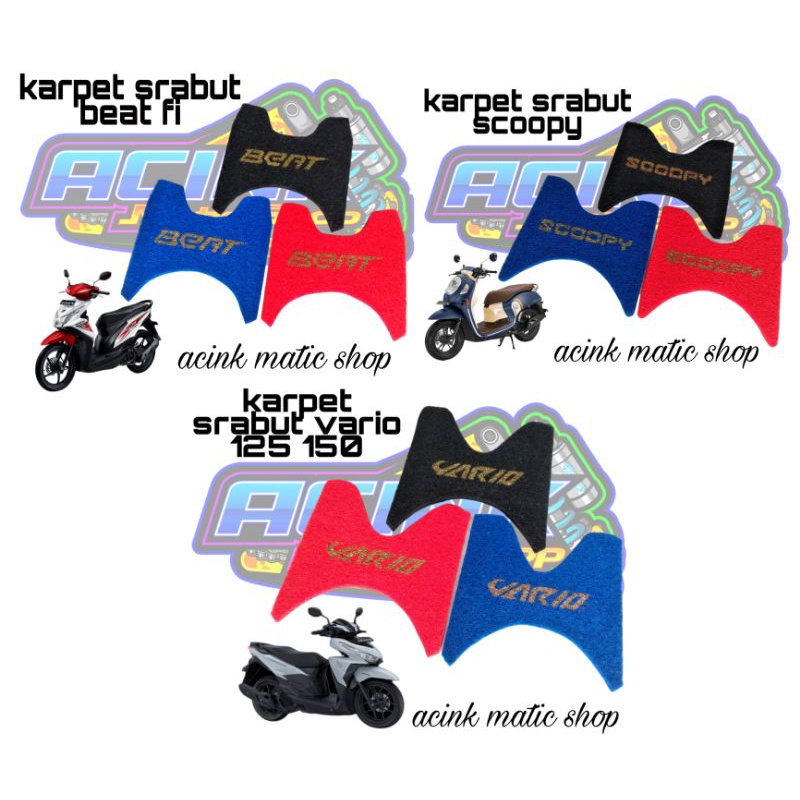 Karpet motor serabut keset motor alas kaki motor serabut karpet motor scoopy vario 125 150 led beat fi