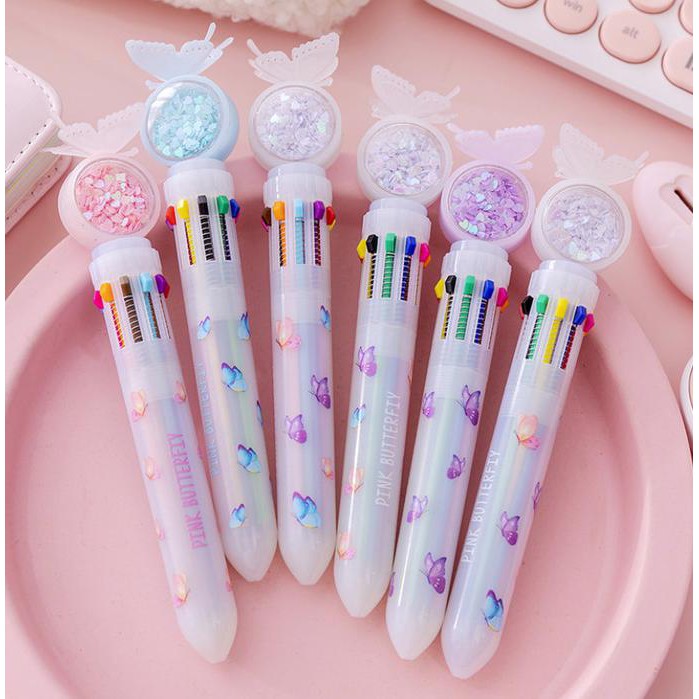 

Pulpen 10 Warna Butterfly Bolpen Kupu Kupu Biru