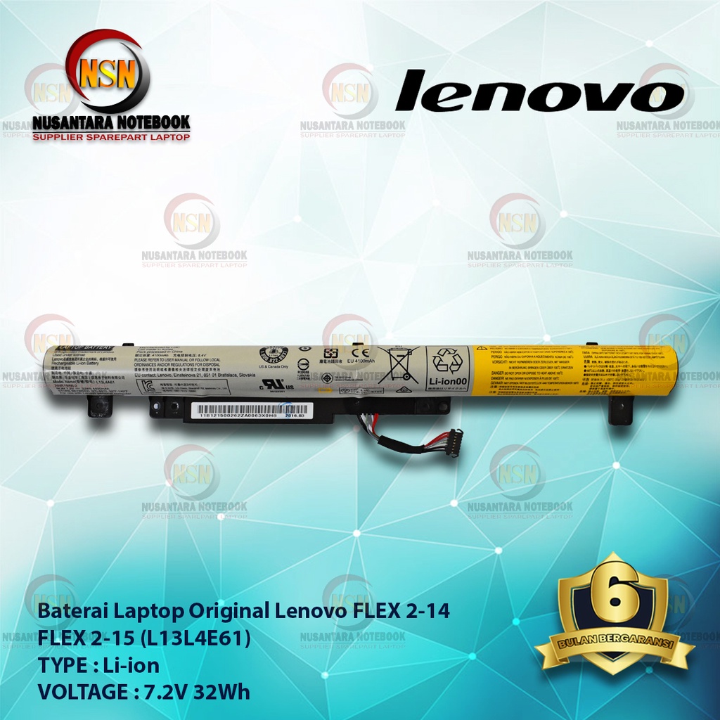 Baterai Laptop Original Lenovo FLEX 2-14 FLEX 2-15 L13L4E61/L13L4A61