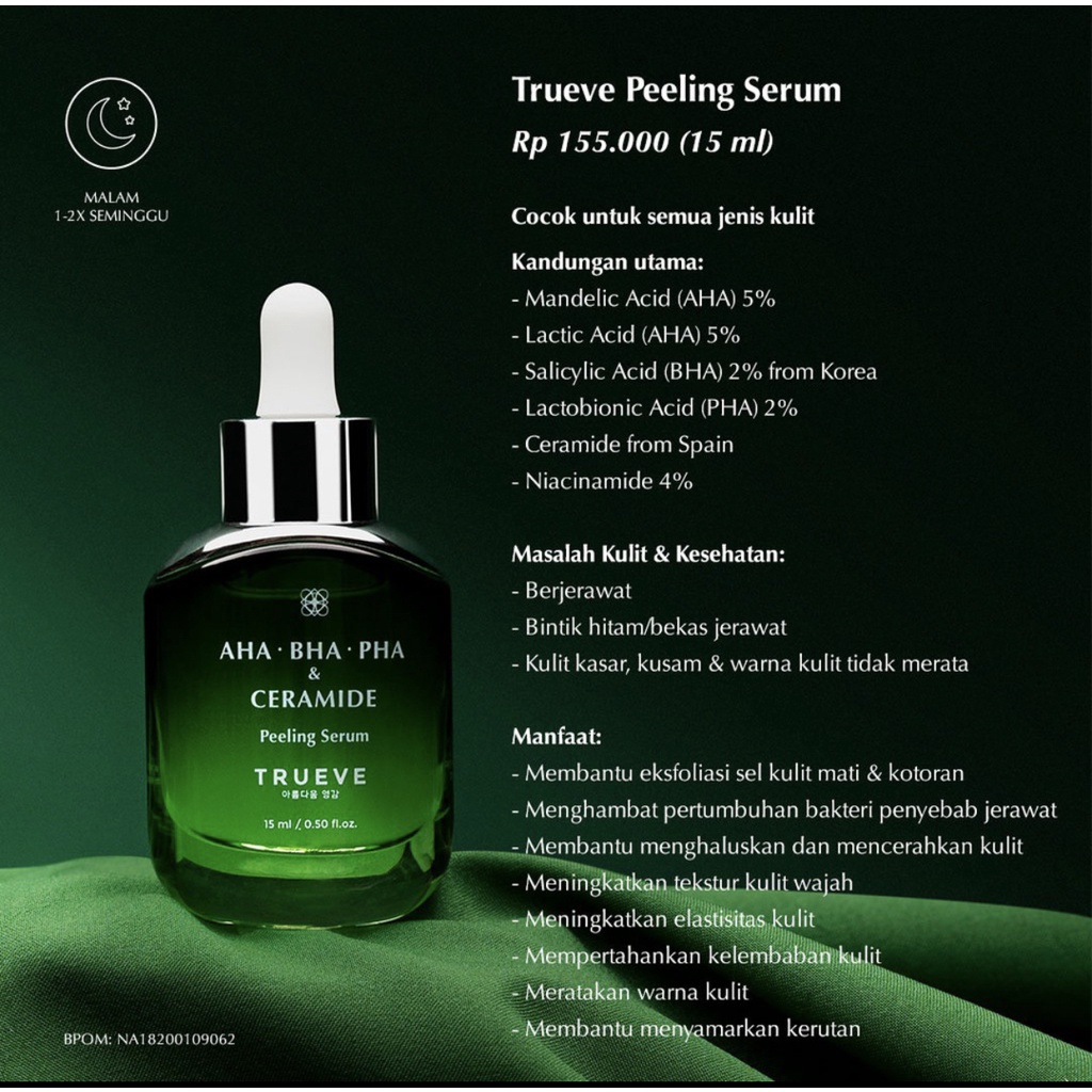 Trueve AHA - BHA - PHA &amp; Ceramide Peeling Serum 15ml