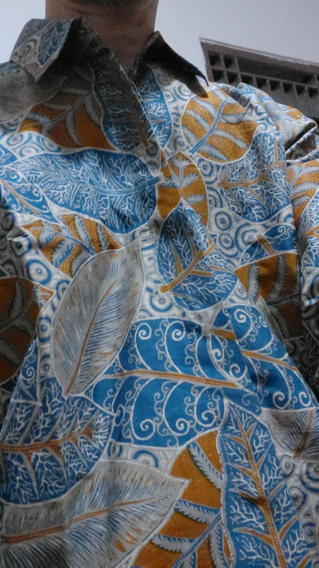 Batik Solo Dwi Sukmo Biru Tosca Kemeja Pria Full Furing Katun Cabut Primisima