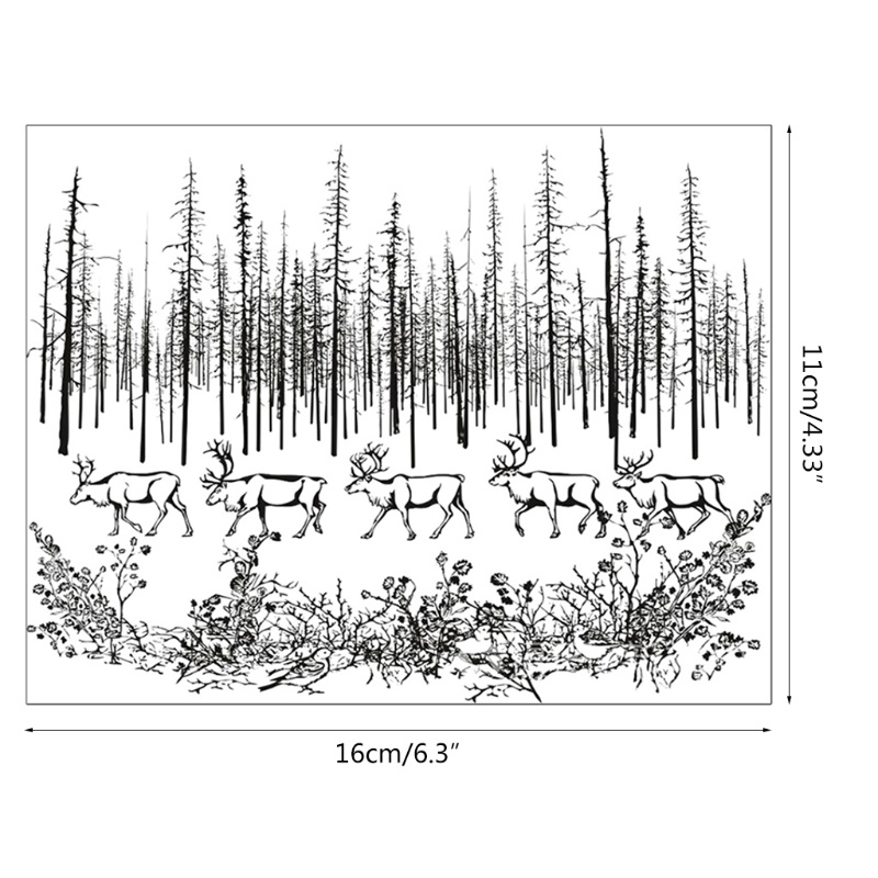 Stempel Segel Bening Bahan Silikon Desain Rusa Hutan Natal Untuk Dekorasi Album Foto Scrapbooking