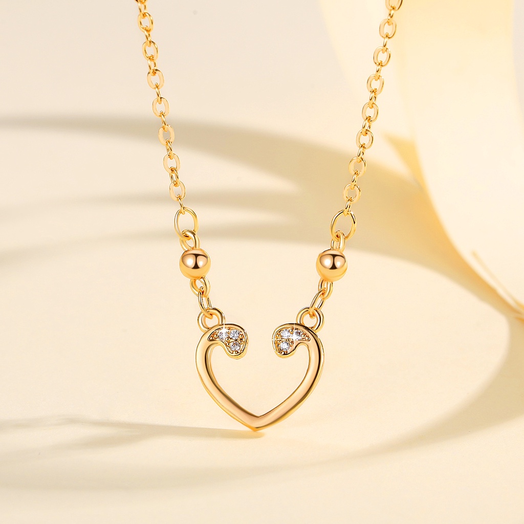 Y503【COD】Korea Fashion Sederhana Hati Pendant Emas Disepuh  Shaped Heart Shaped Love Chain Kalung