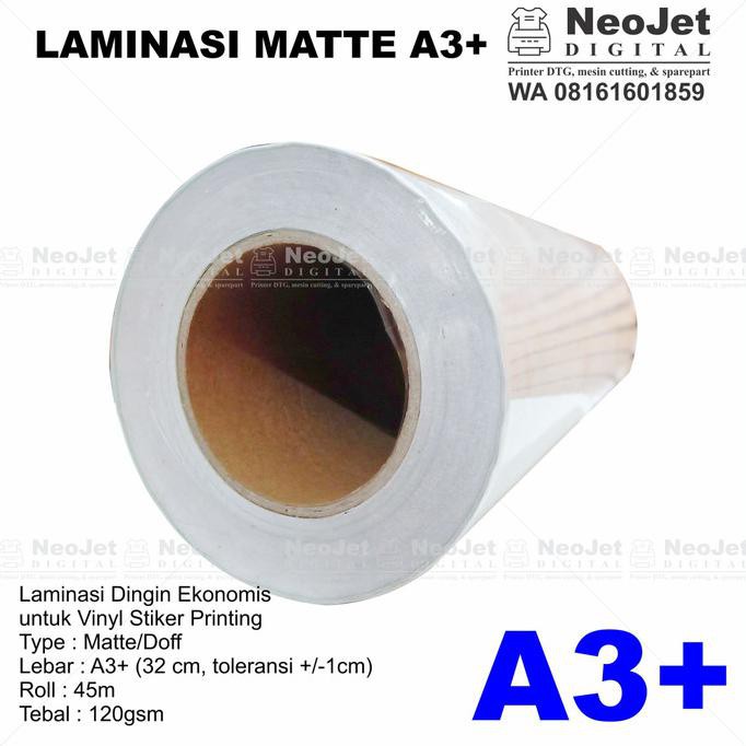 

Kualitas Terbaik] Laminasi Dingin Matte Doff Buram 120 Gsm A3+ Roll 45M Mate 50 Yard