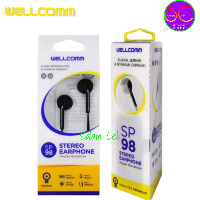 Headset  WELLCOMM SP 98 Super BASS Handsfree Earphone Original