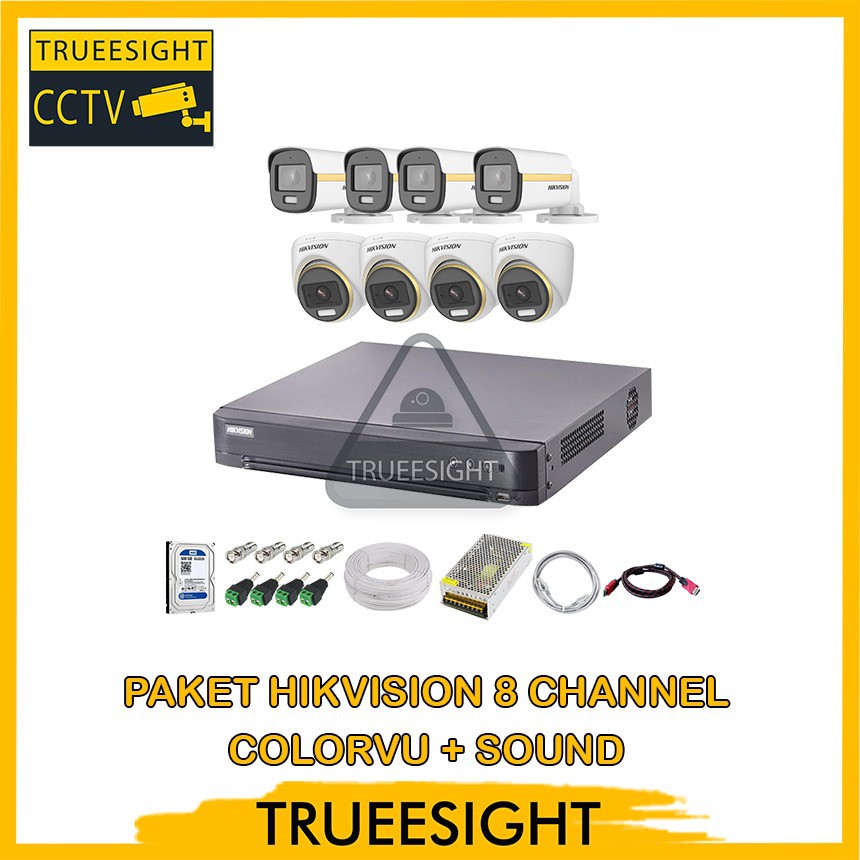 Paket Hikvision 8 channel 2MP ColorVu Plus Sound
