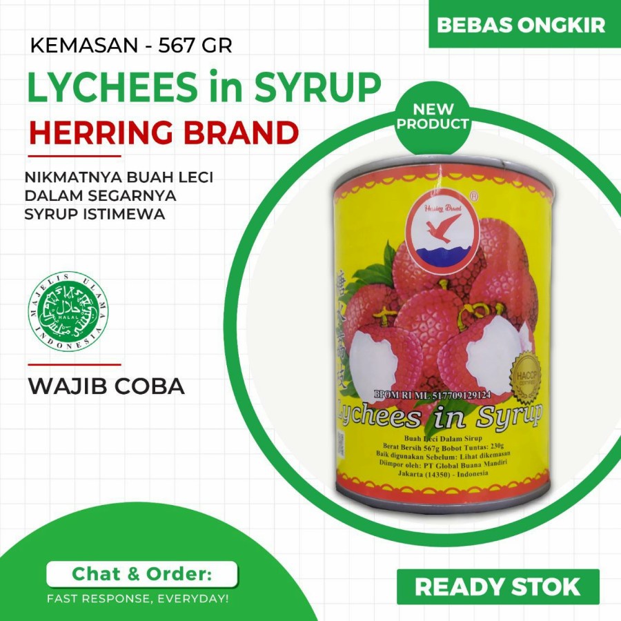 Lychees In Syrup Lychees Kaleng Leci Kaleng Herring Brand