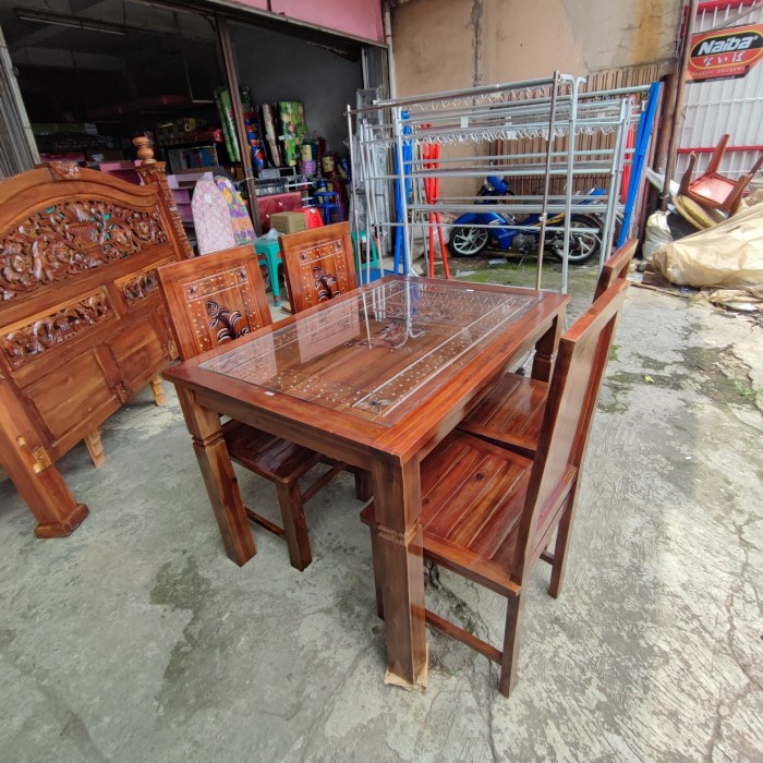 Kursi Kayu - Meja Makan Set Kayu Jati 4 Kursi