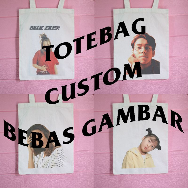 [Bisa COD] Totebag Custom [RESLETING] Bebas Gambar