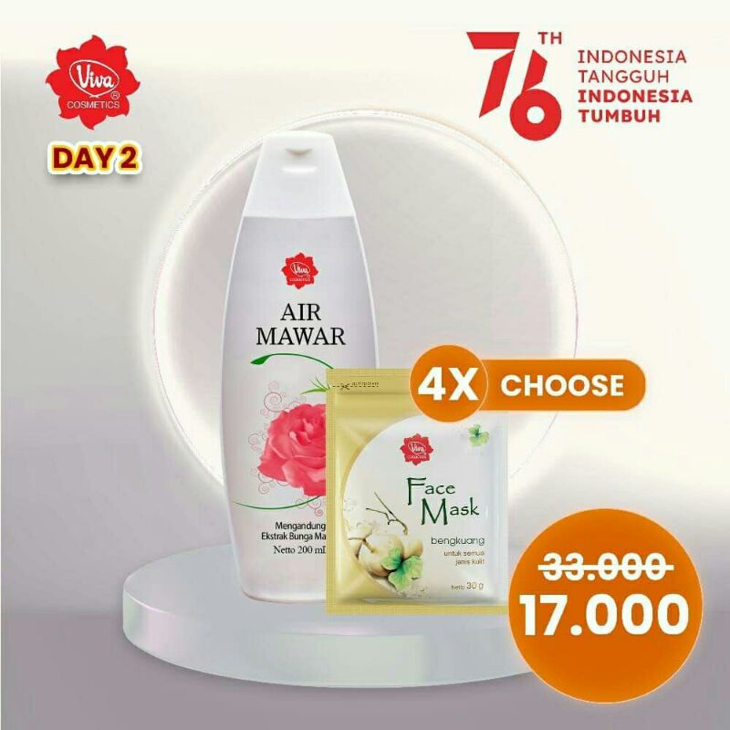 Paket Face Mask Masker Wajah Air Mawar Rose Water 200 ml Viva