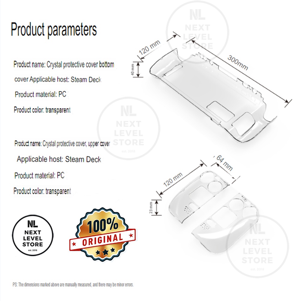 PGTech Crystal Clear Case Cover Steam Deck SteamDeck Original - Transparent