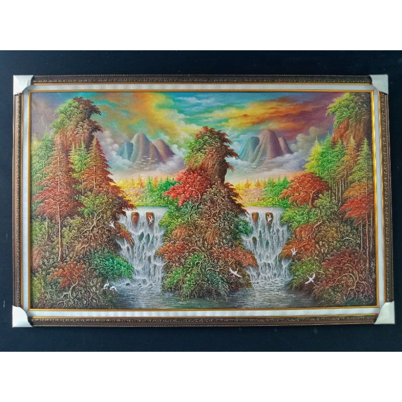 lukisan pemandangan air terjun jumbo