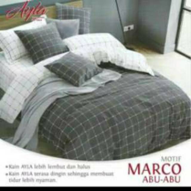 Sprei Motif Marco abu mix putih