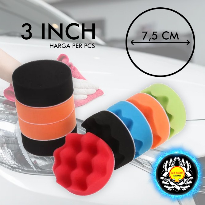 BUSA FOAM POLES 3 INCH BUSA POLISH 3" 3 INCI 7,5 CM 75 MM KECIL BUSA RABIN RUBBING COMPOUND KIT POLI