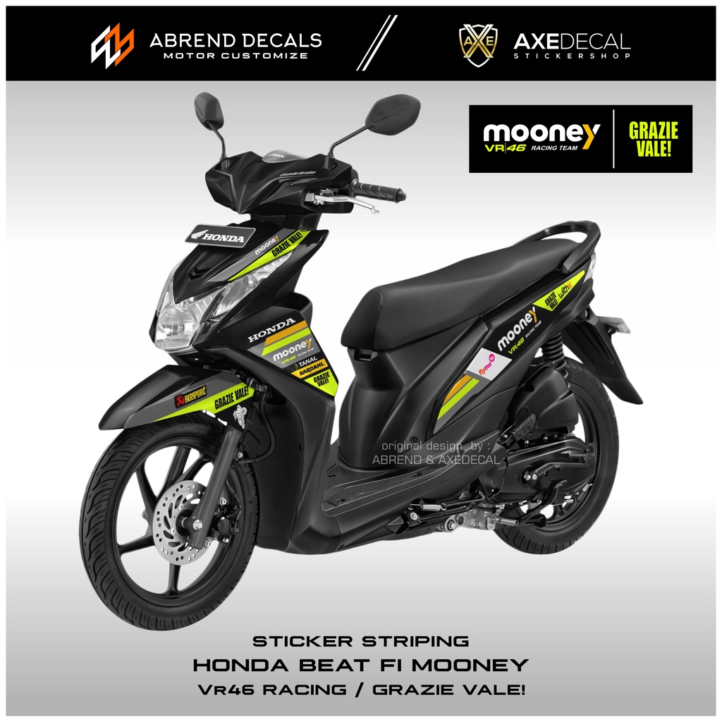 Striping Beat Fi Livery Mooney VR46 Racing / Stiker Motor Honda Beat / Stock Decal