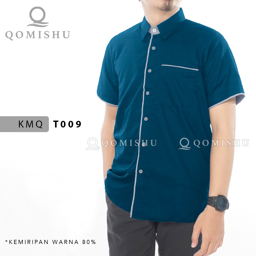 Kemeja Kasual Pria Slim Fit Simpel Modern KMQ QOMISHU