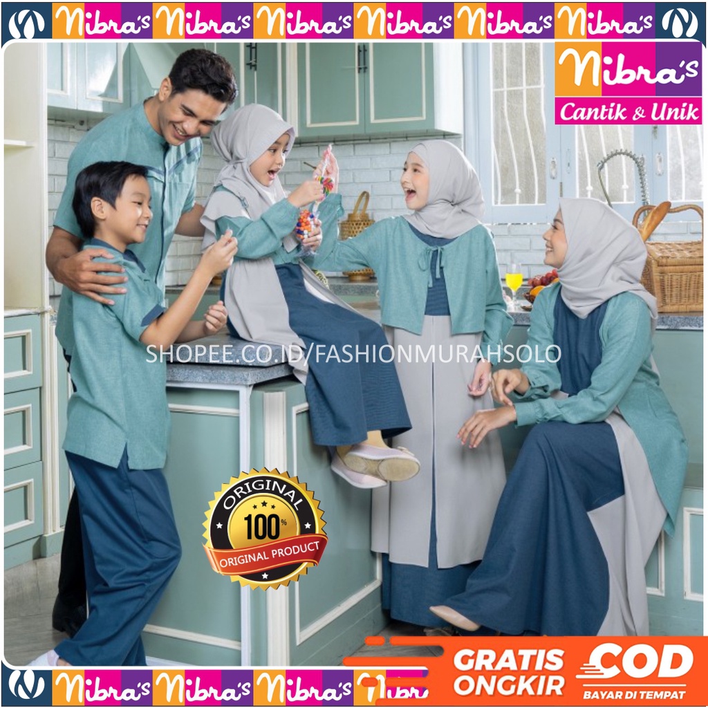 SARIMBIT NIBRAS AESTHETIC BLUE COUPLE PASANGAN KELUARGA MUSLIM ORI BRANDED TERBARU 2022