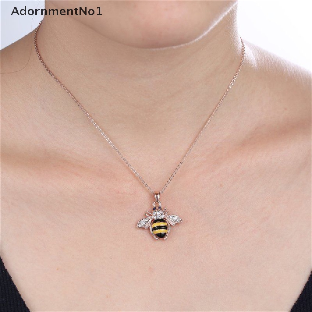 (AdornmentNo1) Kalung Rantai Dengan Liontin Lebah Bumblebee Hias Kristal Untuk Wanita