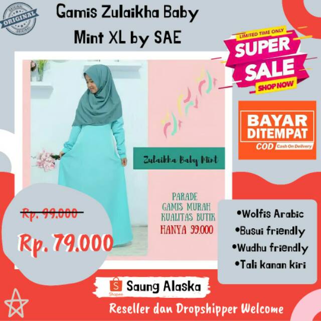 SALE Gamis Lebaran Gamis Syari Gamis Murah Gamis Polos Gamis Zulaikha by SAE