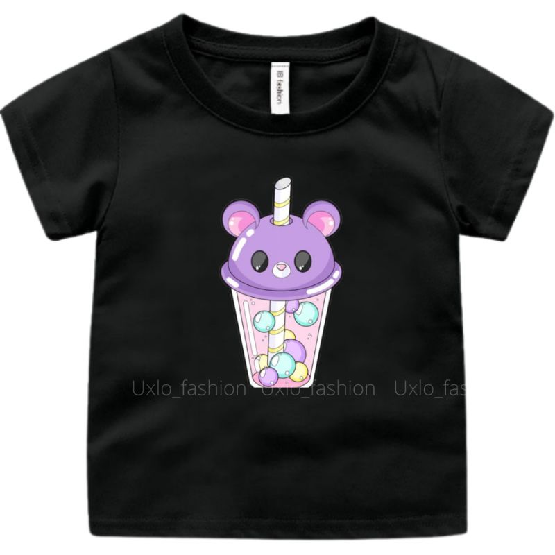 Baju Kaos Atasan Anak Perempuan Lengan Pendek Umur 2 sampai 9 Tahun Motif Boba Cute Uxlo Fashion