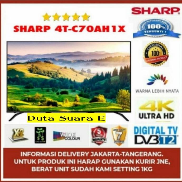 LED TV SHARP 70 Inch 4T-C70AH1X Smart TV ULTRA HD 4K Garans resmi Termurah