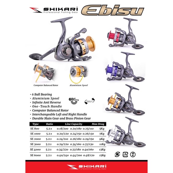 REEL SHIKARI EBISU SUPER MURAH 800-6000