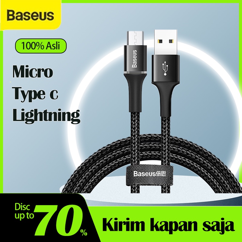 Kabel Data LED Baseus Halo Fast Charging iPhone/Micro USB/Type-C 1M