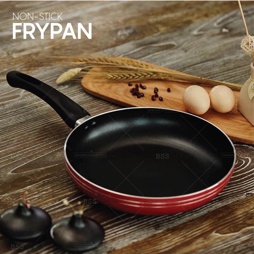 Frying Pan Fry Pan Lapis Teflon Non-Stick Anti Lengket 22cm 24cm 26cm Tebal Tanpa Tutup