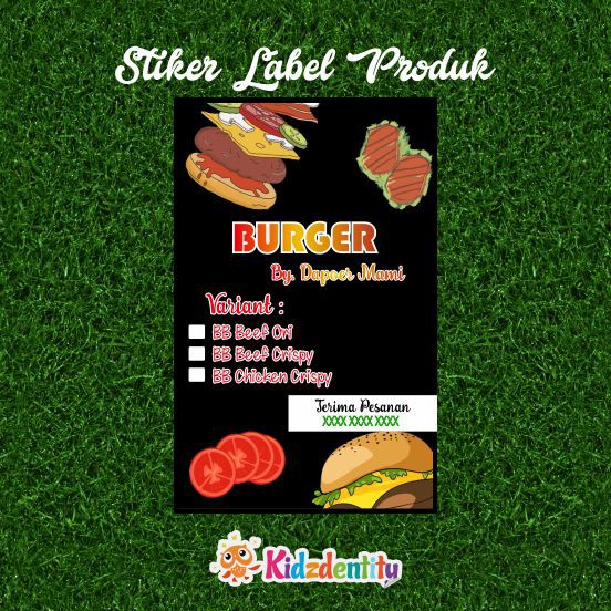 

STIKER LABEL PRODUK PERSEGI PANJANG "BURGER