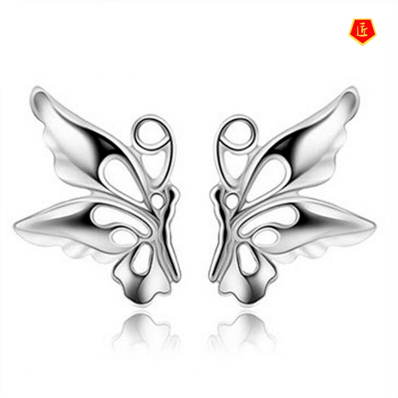 [Ready Stock]Delicate Silver Small Butterfly Stud Earrings for Women