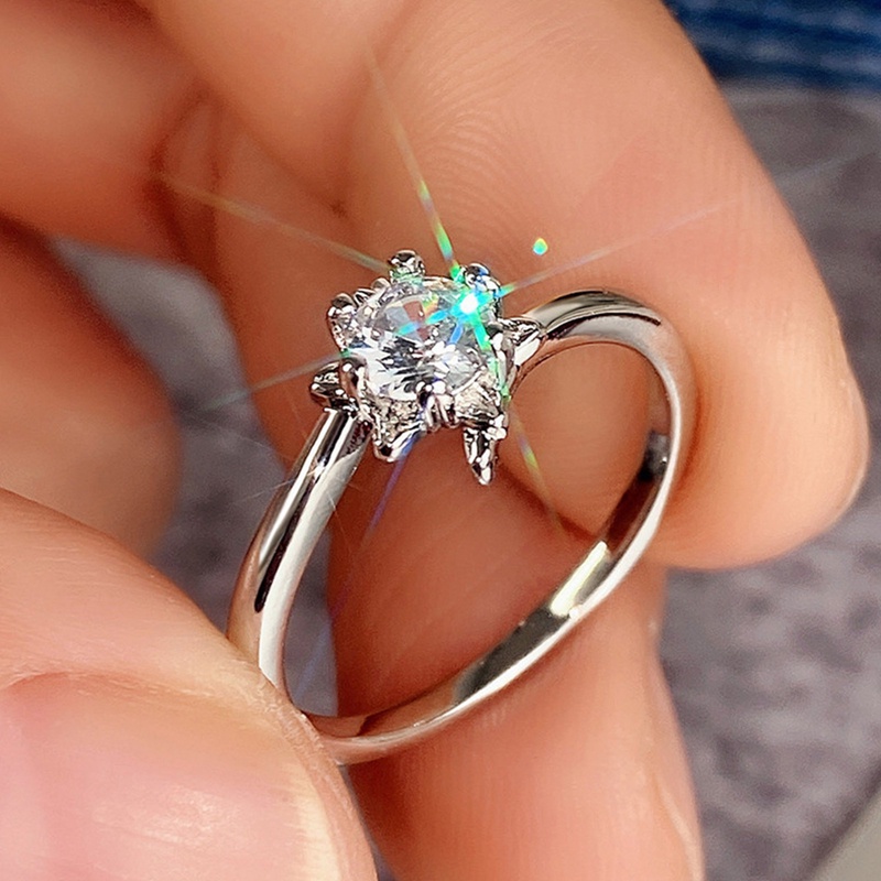 Cincin Desain Bunga Warna Silver Untuk Wanita