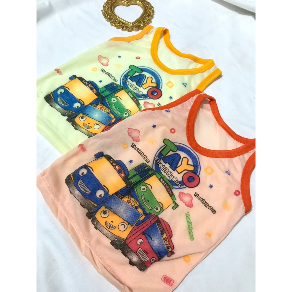 Singlet anak cowok / bayi  karakter tayo usia 0-2 tahun / daleman anak karakter / singlet anak / sin