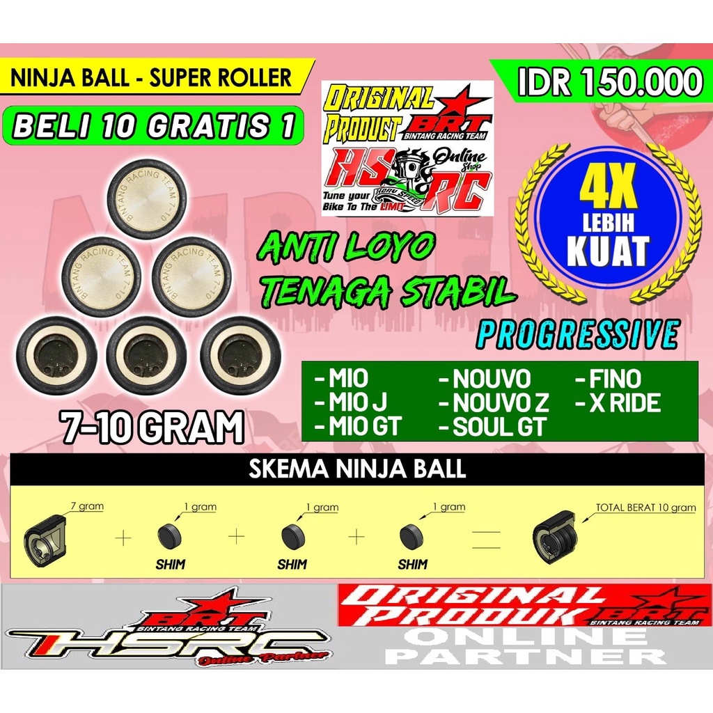 SUPER Roller Racing BRT Ninja Ball MIO Karbu Soul Mio J GT Nouvo Z Fino X ride 115 Loler 7 8 9 10 Gr