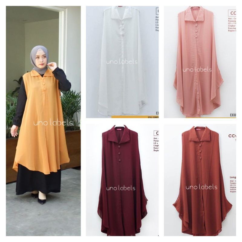 Outer Panjang Ceruti atau Long Cardigan Bahan Ceruti Model Kancing
