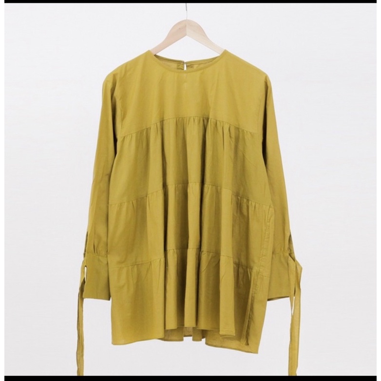 Tunik Ruffle NEW warna lemon dan kemeja fuschia