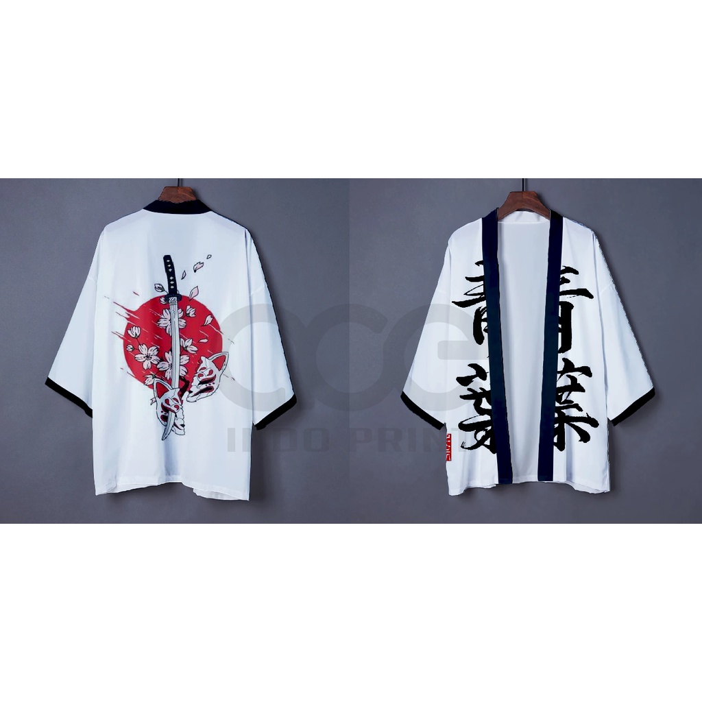 kaos kimono cardigan full printing jepang kanji roses katana KARDIGAN BLAJER BLAZER JAS HAORI 2023 W
