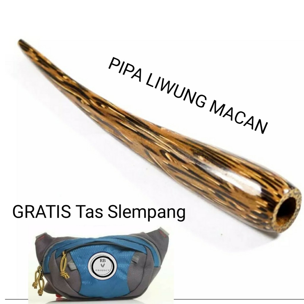 Pipa cangklong kayu liwung macan asli natural Gratis Tas Selempang Keren-Blue