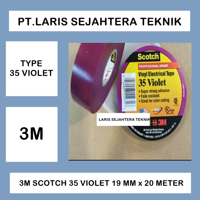 Isolasi Listrik Vinyl Electrical Tape 3M Scotch 35 Violet