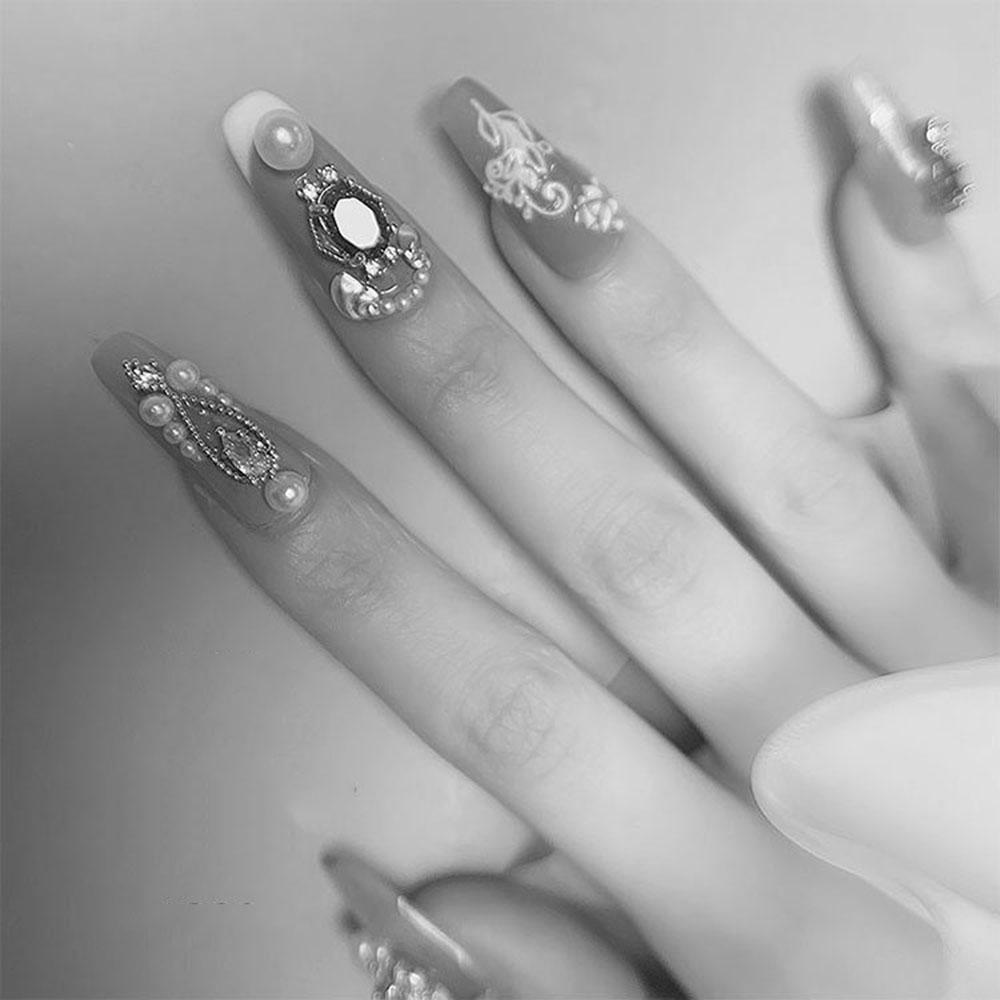 Agustina Nail Art Perhiasan 1PCS Bunga Kristal Zirkon Rantai Kuku Rhinestones