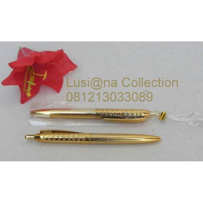 

Souvenir Pernikahan Pena Gold + Plastik