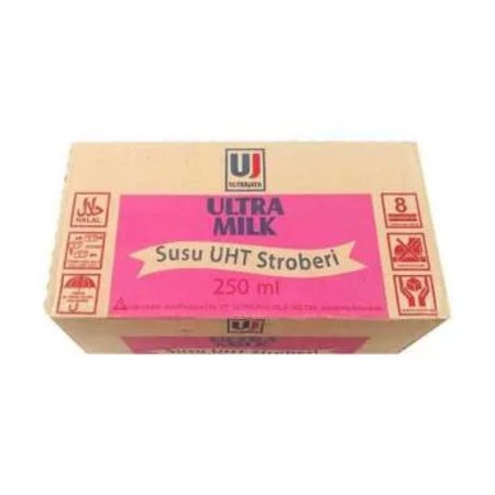 

Susu UHT Ultra Milk 250 Cokelat, Strawberry, Full Cream 1 Dus (24 x 250ml)